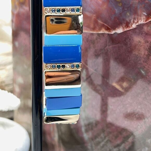 LAUNDRY Shelli Segal Gold Blue Stretch Bracelet - Picture 8 of 13